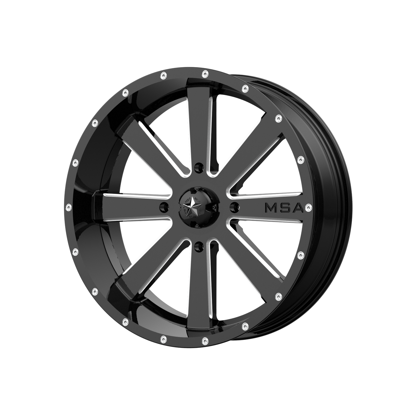 FLASH UTV 22X7 4X156 G-BLK MILL 00MM